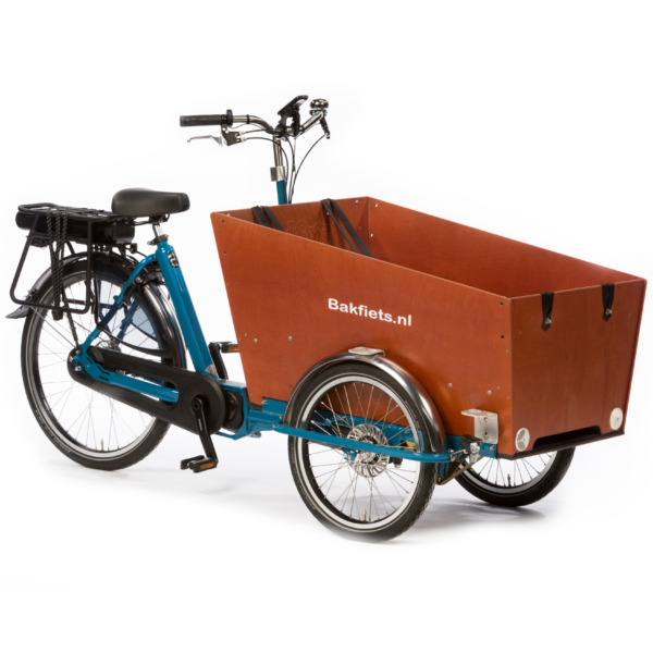 bakfiets cargo trike classic narrow steps keskimoottori sininen